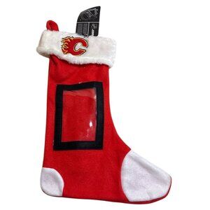 Calgary Flames NHL Christmas Stocking With Window Pocket Red & White 17x10 Inche